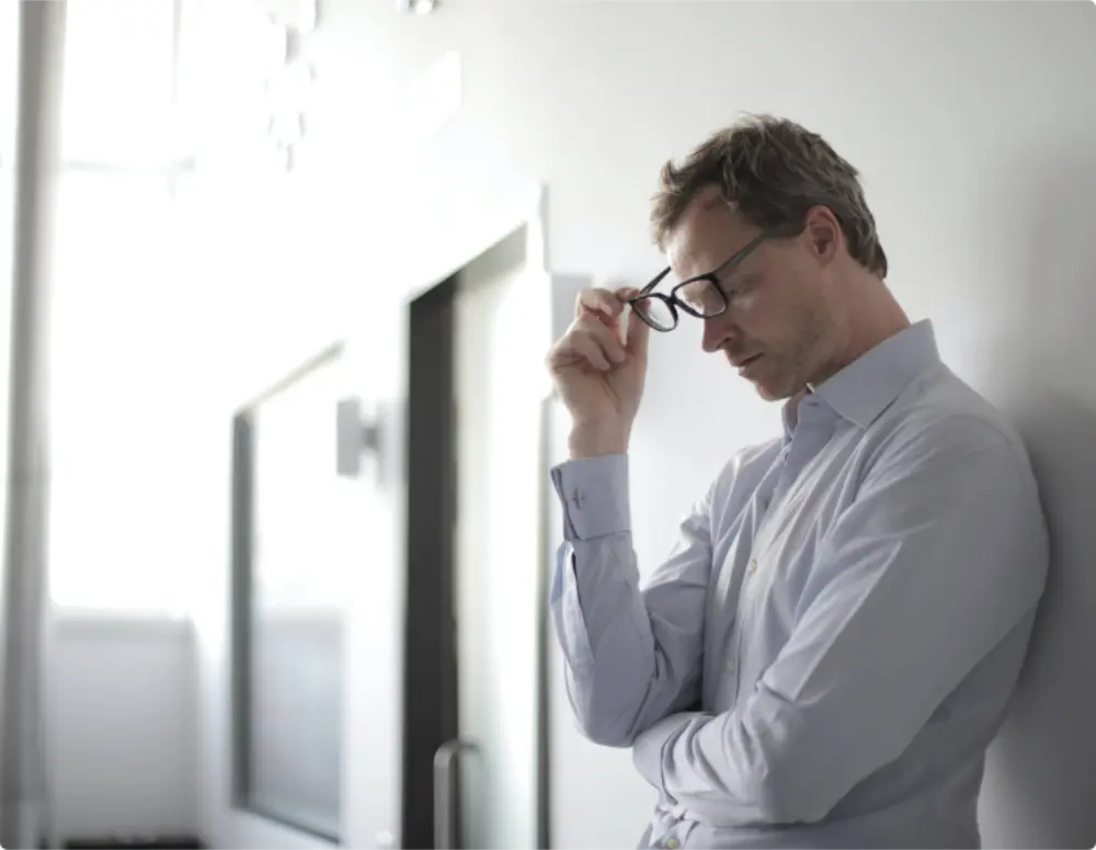 Man considering a challenge